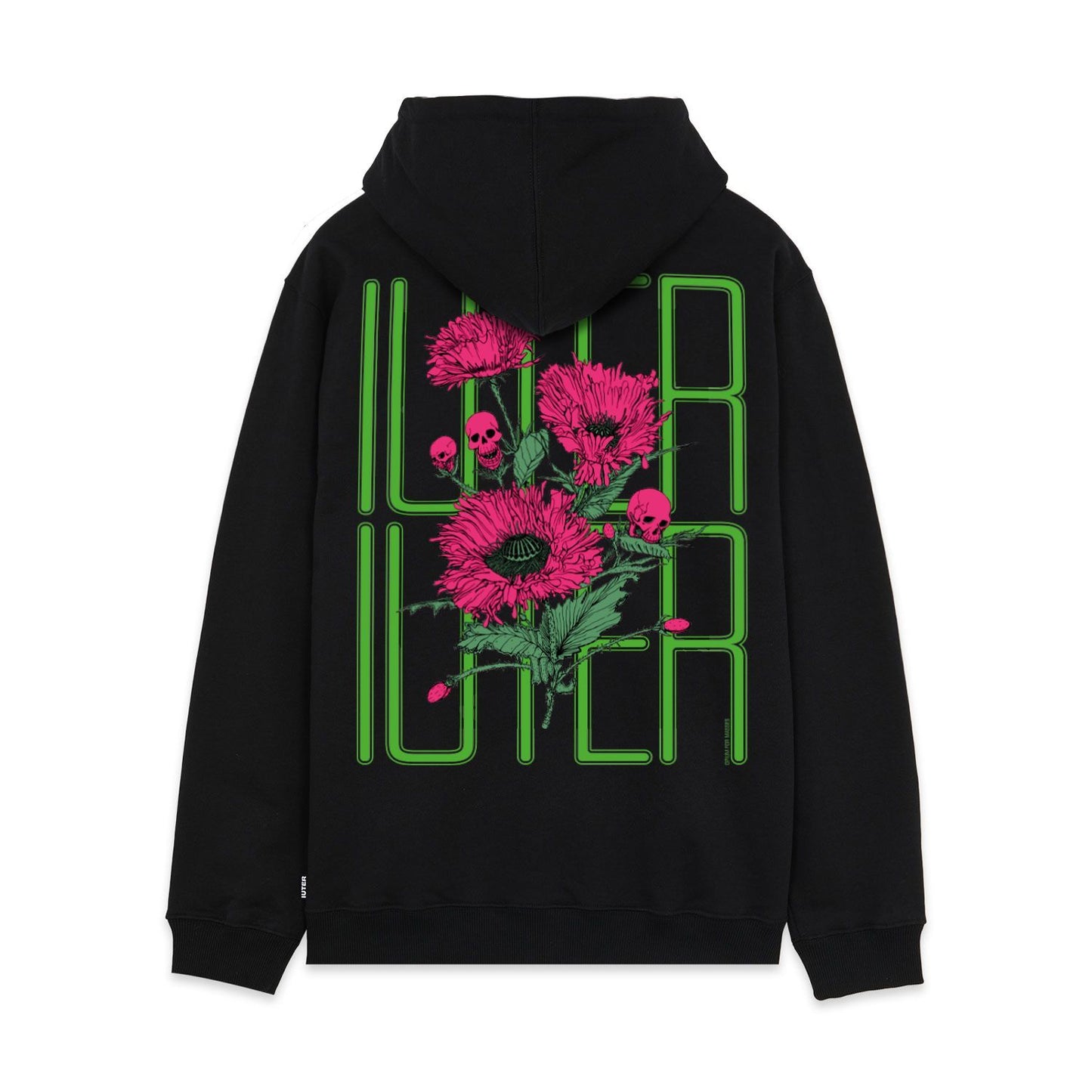 SPINE SKULLS HOODIE BLACK