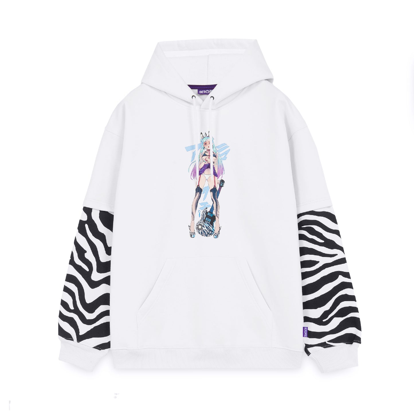ZEBRA IDOL OVER HOODIE BY DE LONGIS WHITE