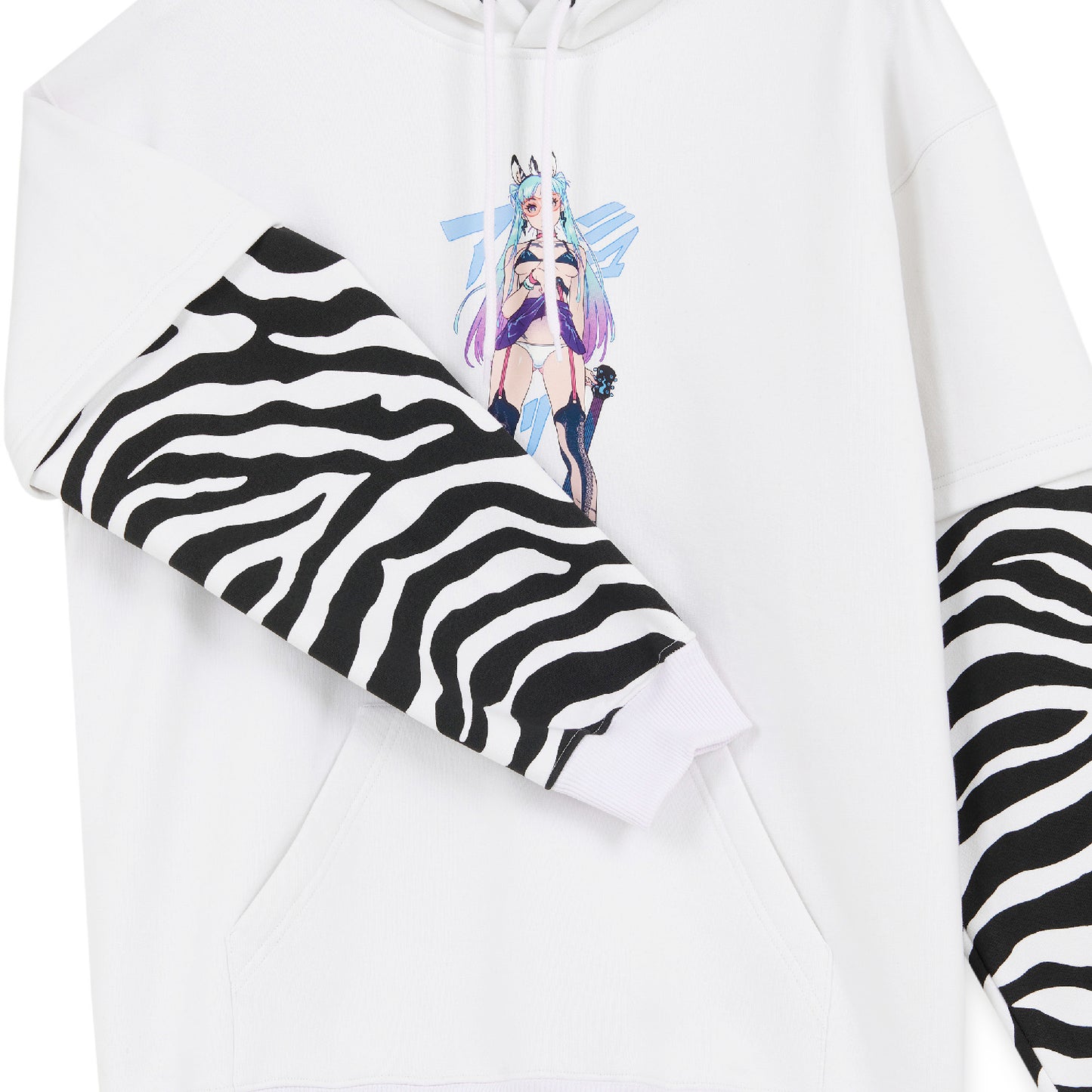 ZEBRA IDOL OVER HOODIE BY DE LONGIS WHITE
