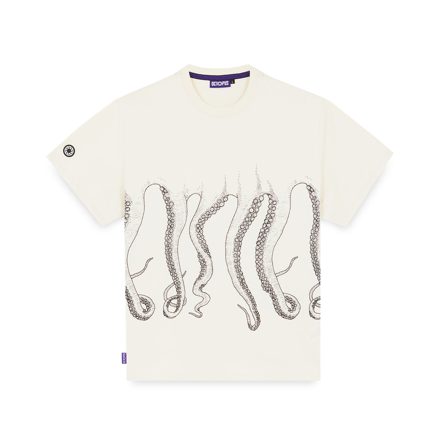 OCTOPUS OUTLINE TEE BLACK DUSTYWHITE