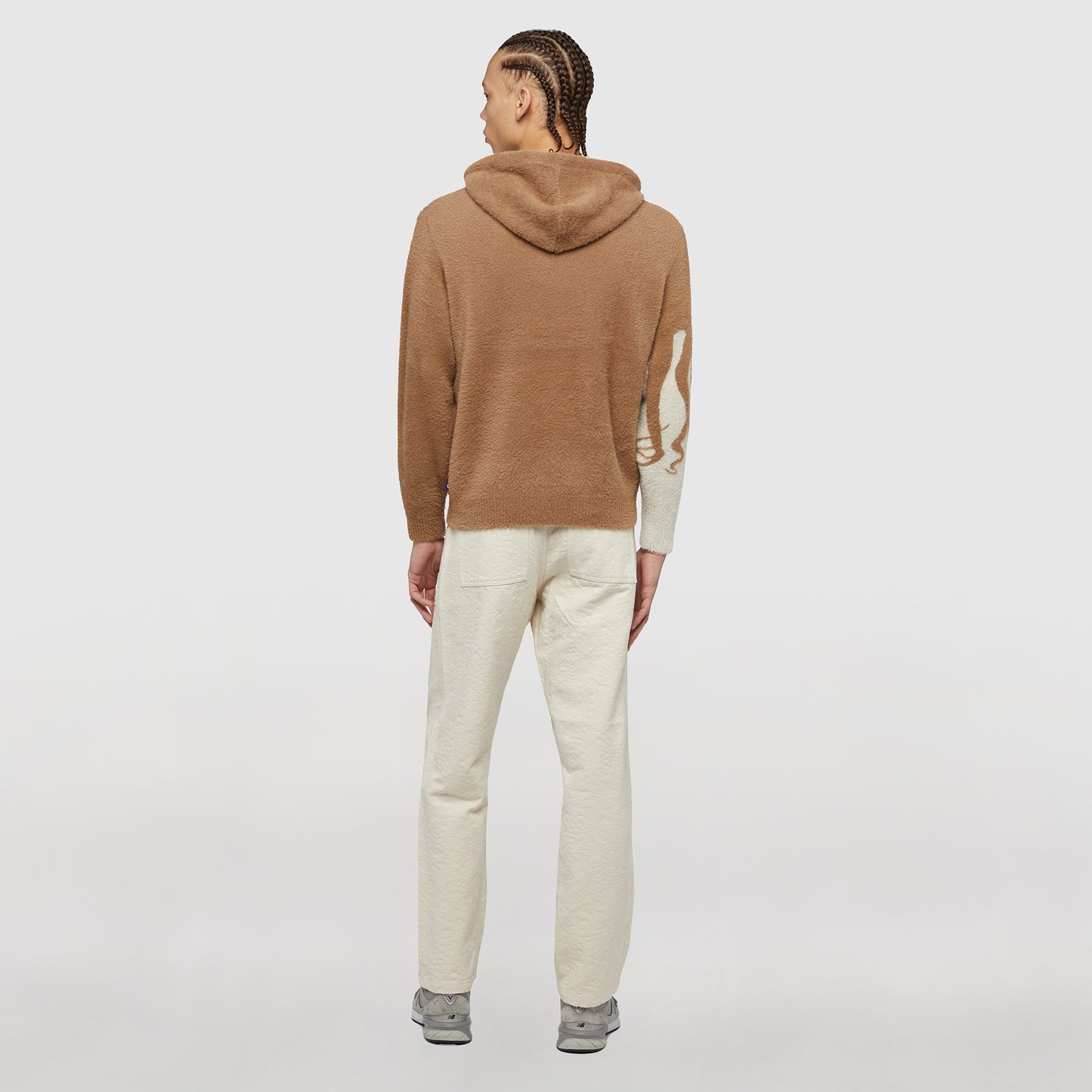 OCTOPUS SIDE KNIT HOODIE BROWN