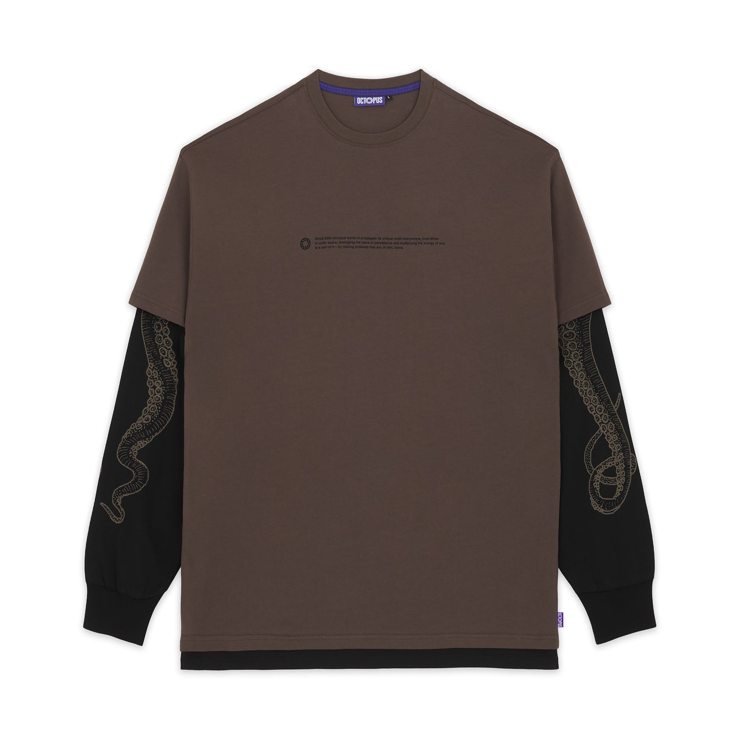 LOGO DOUBLE LS TEE BROWN