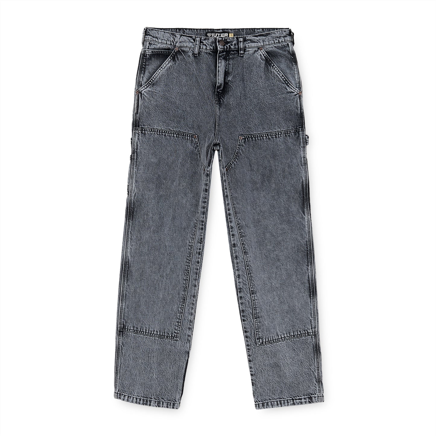DOUBLE KNEE DENIM PANTS GREYBLEACH