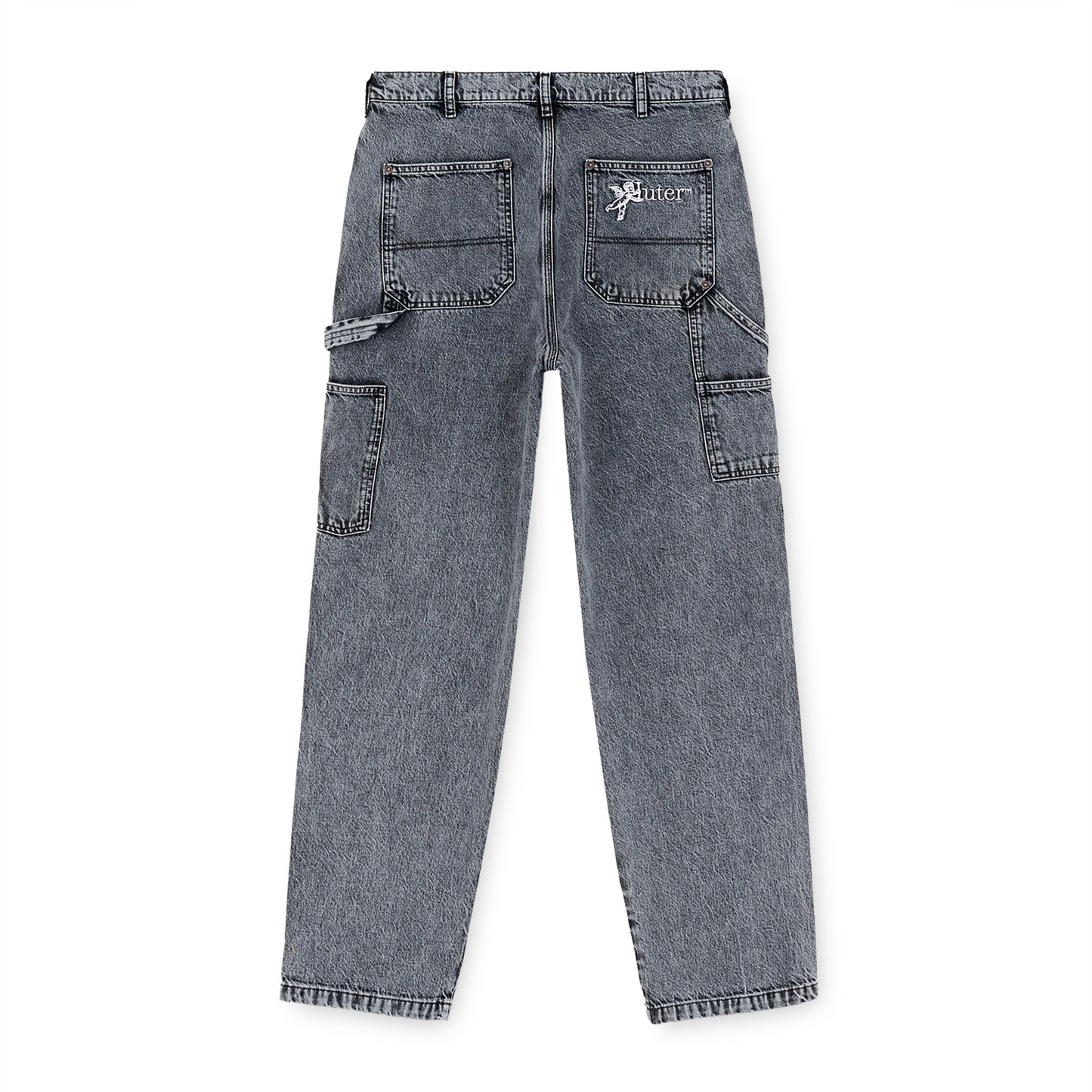 DOUBLE KNEE DENIM PANTS GREYBLEACH