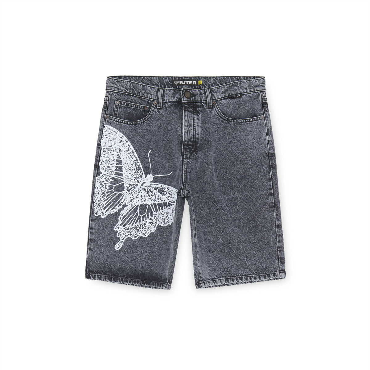 BUTTERFLY LOOSE DENIM SHORTS GREYBLEACH
