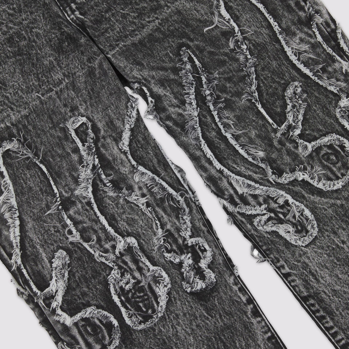 OCTOPUS FRINGED LOOSE DENIM GREY BLEACH