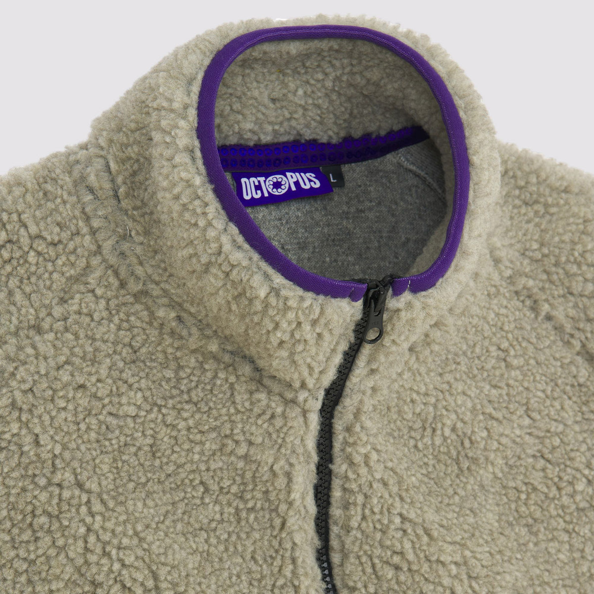 OCTOPUS SHERPA ZIP NECK GREY