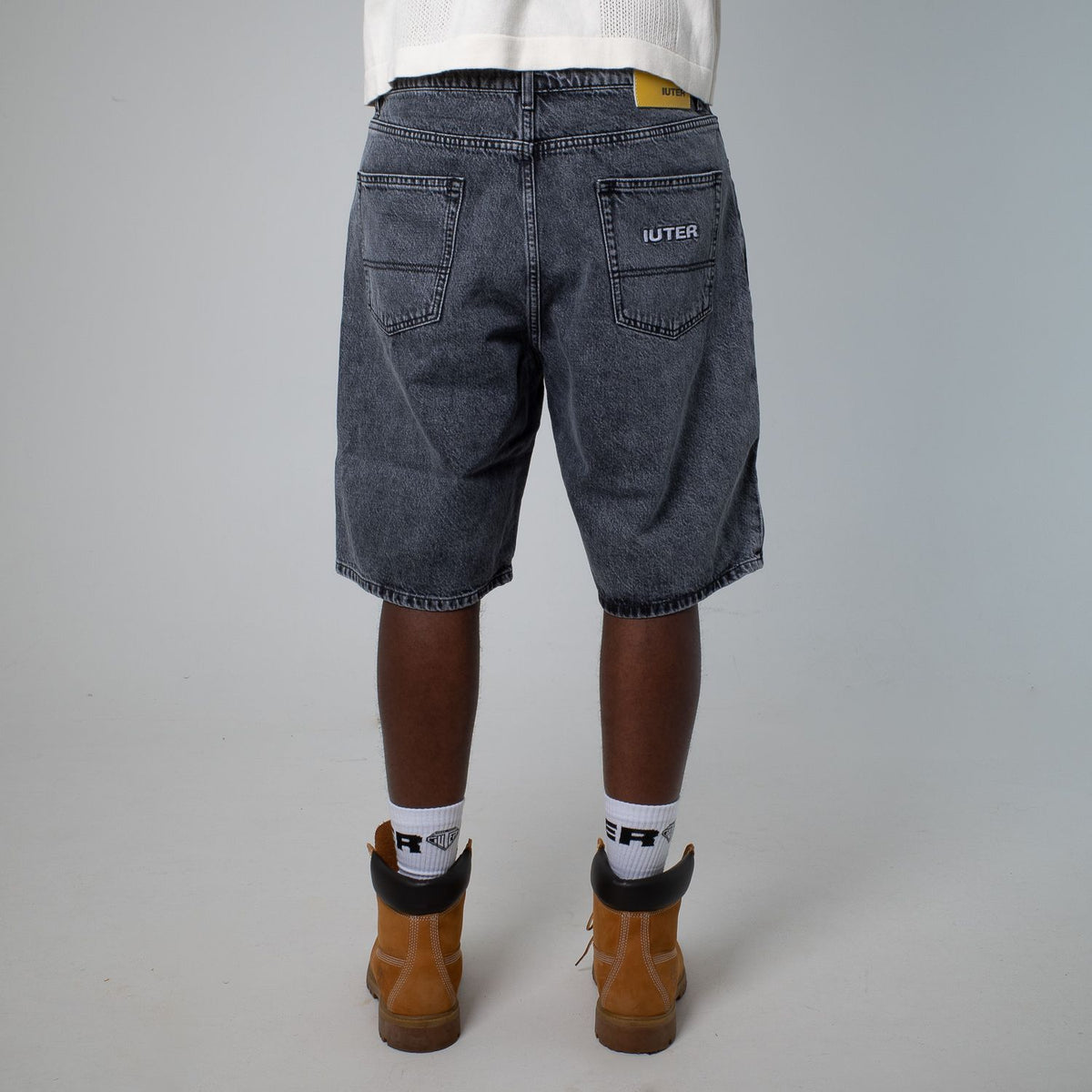 LOOSE DENIM SHORTS GREYBLEACH