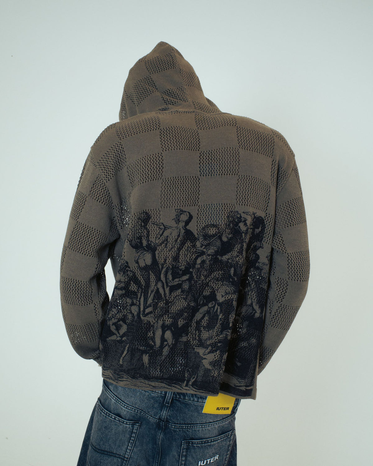 BATTLE MESH ZIP HOODIE BROWN
