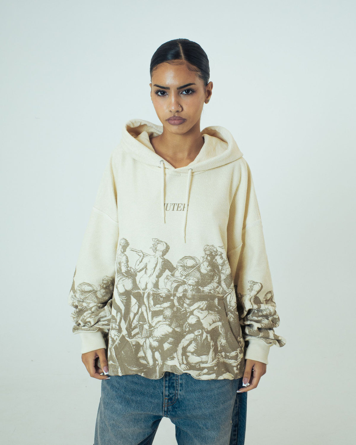 BATTLE REVERSE HOODIE IVORY