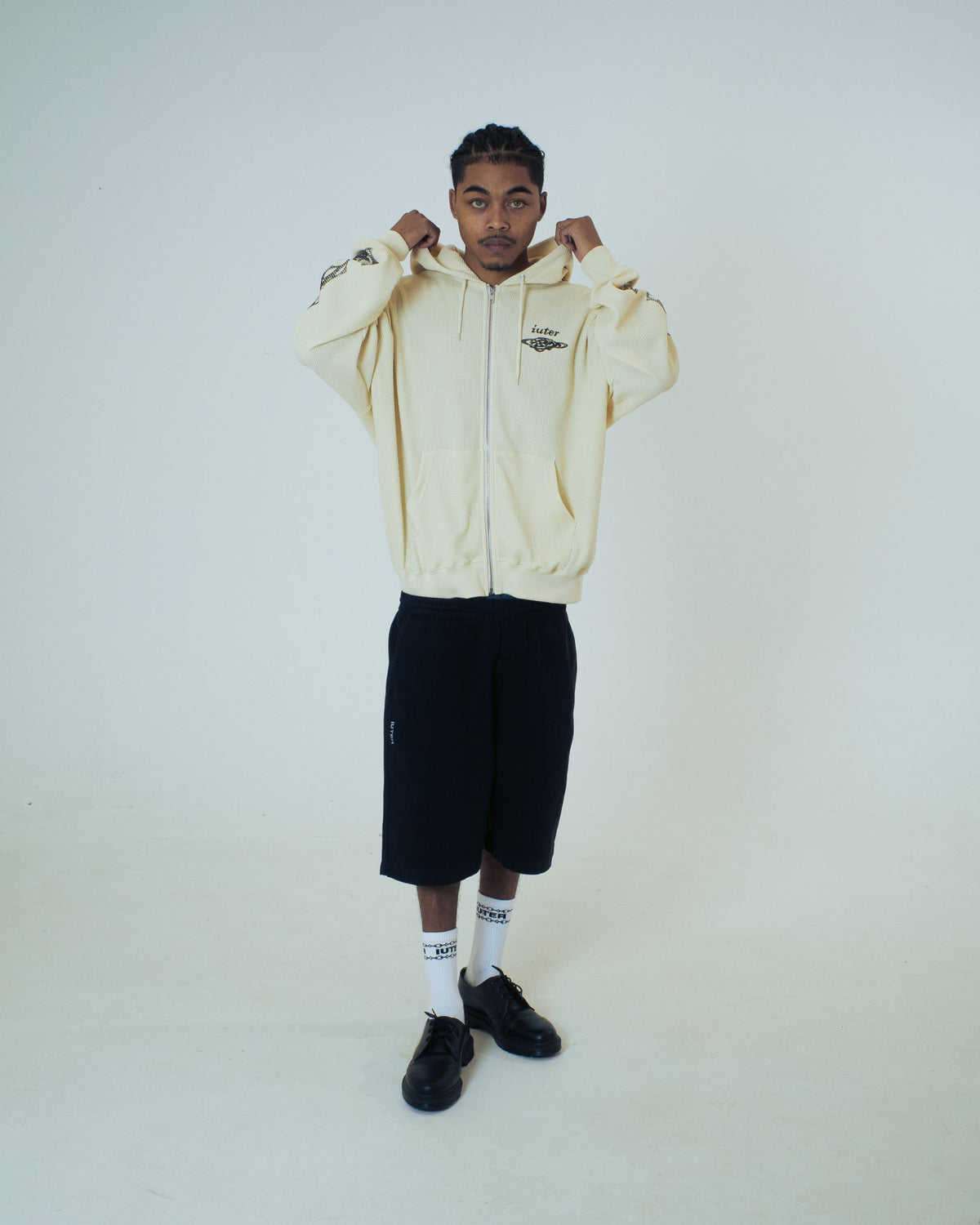 BIJOUX WAFFLE ZIP HOODIE IVORY