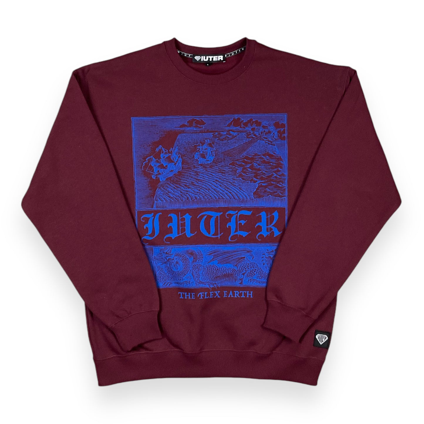 PRINTED CREWNECK LOOSE FLATLAND BURGUNDY