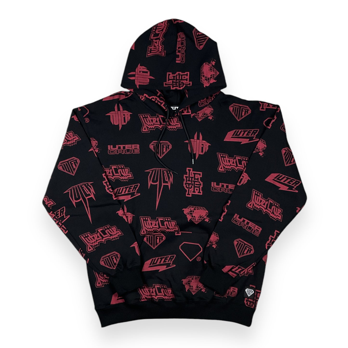 ALLOVER HOODIE LOOSE HORNSBORDEAUX BLACK