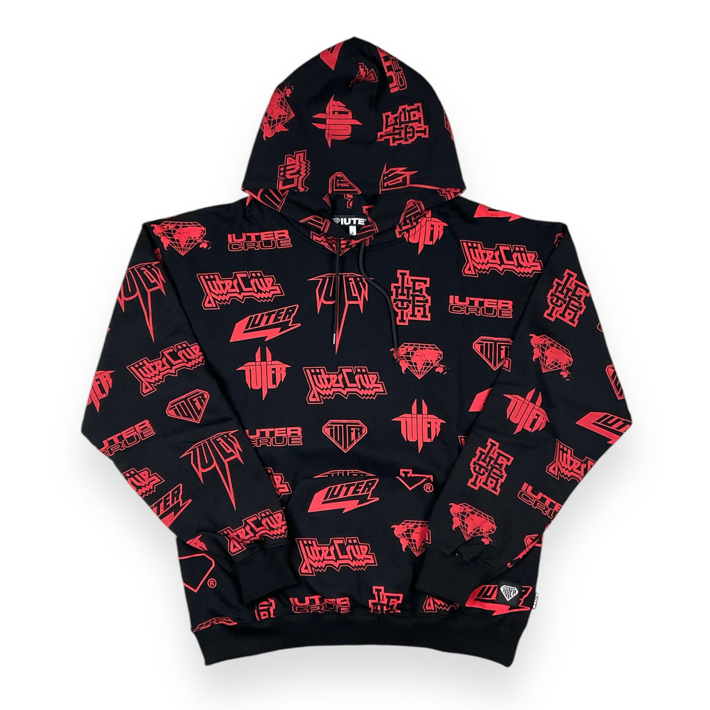 ALLOVER HOODIE LOOSE HORNSRED BLACK