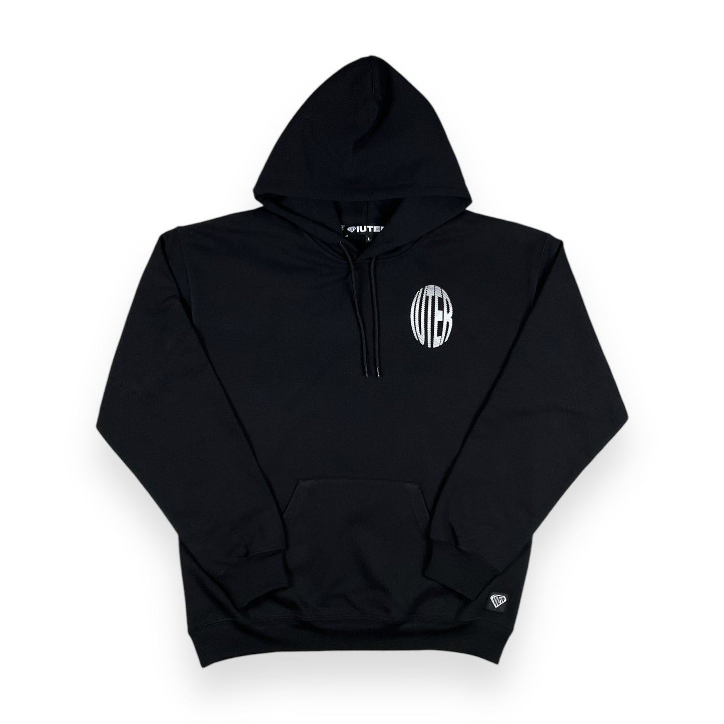 PRINTED HOODIE LOOSE UNBRUSHED LCD BLACK