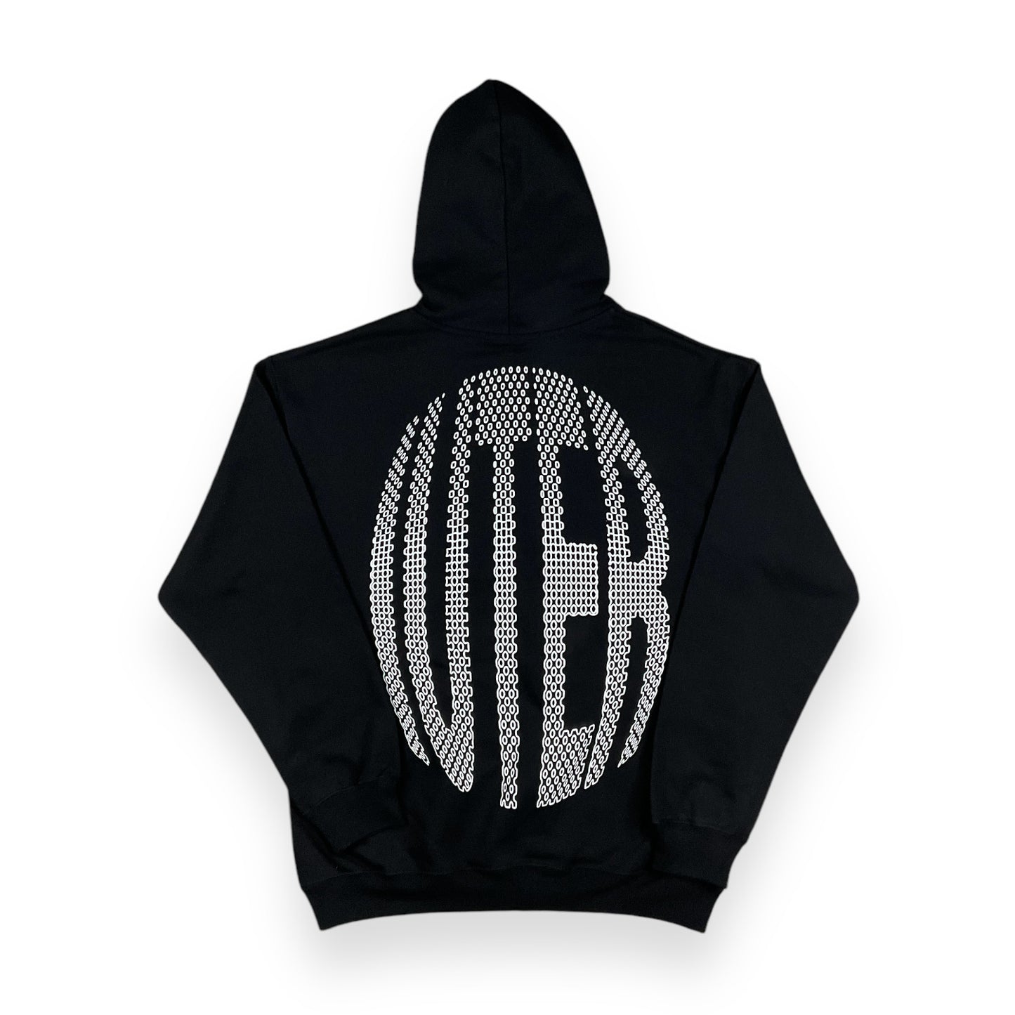 PRINTED HOODIE LOOSE UNBRUSHED LCD BLACK