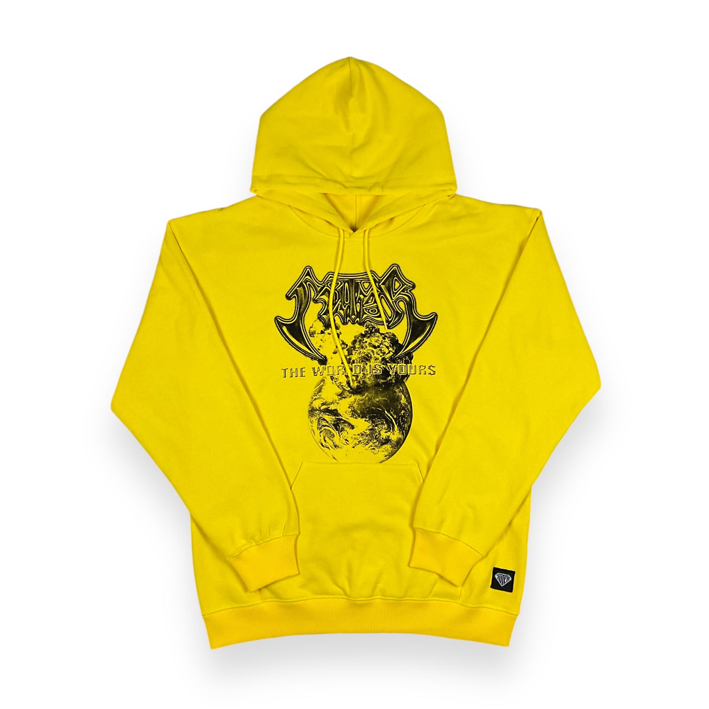 PRINTED HOODIE LOOSE UNBRUSHED STEEL YELLOW