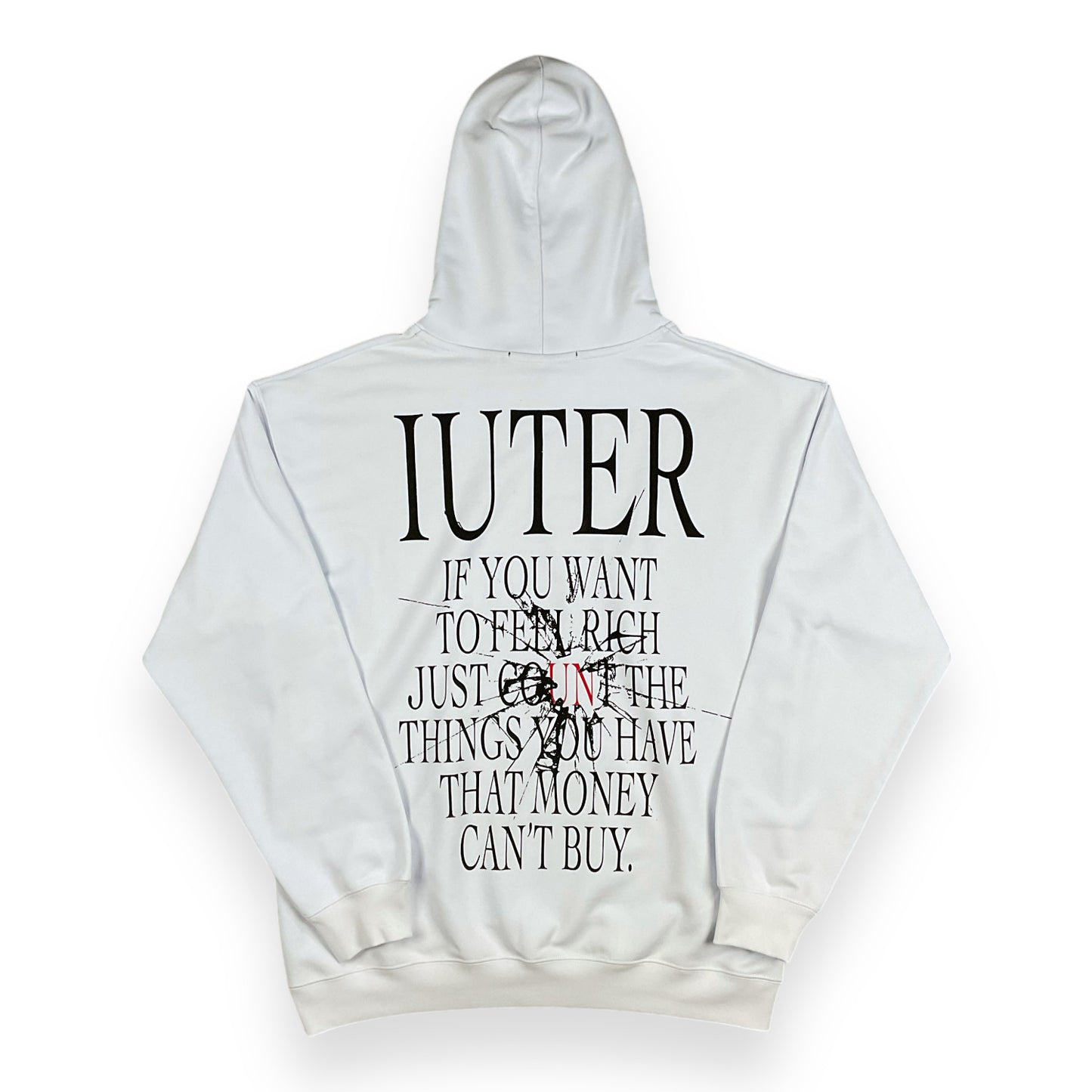 PRINTED HOODIE LOOSE UNBRUSHED VALUE WHITE
