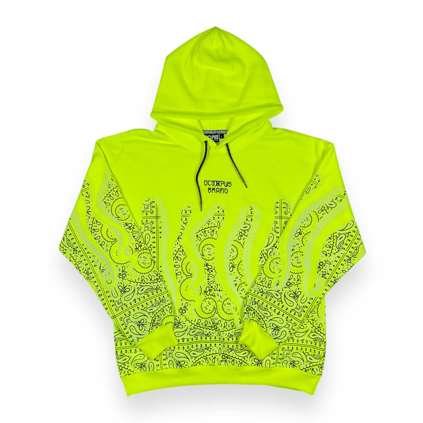 PRINTED HOODIE REGULAR UNBRUSHED BANDANA YELLOWFLUO