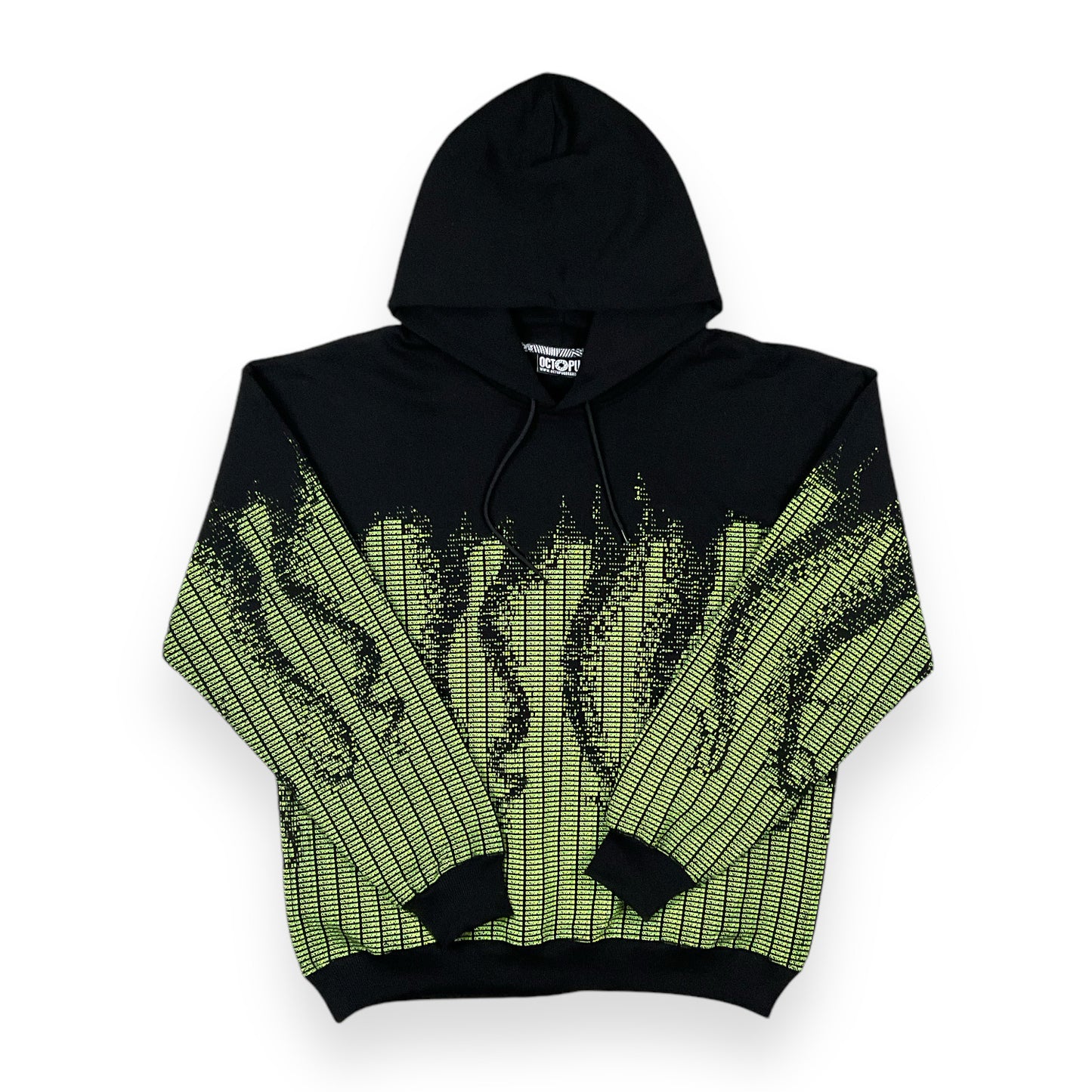 PRINTED HOODIE LOOSE UNBRUSHED MATRIX BLACK