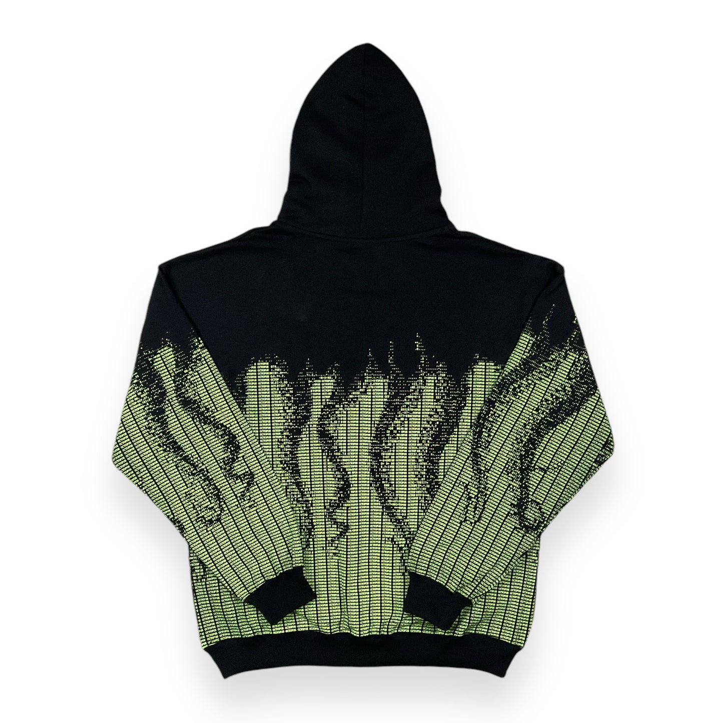PRINTED HOODIE LOOSE UNBRUSHED MATRIX BLACK