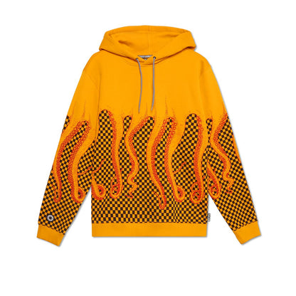 OCTOPUS CHECKERED HOODIE YELLOW BLACK