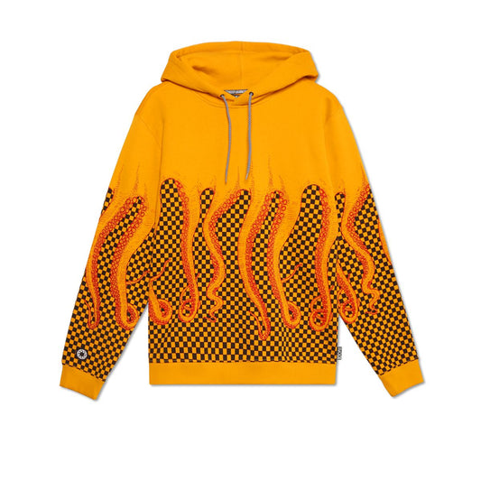 OCTOPUS CHECKERED HOODIE YELLOW BLACK