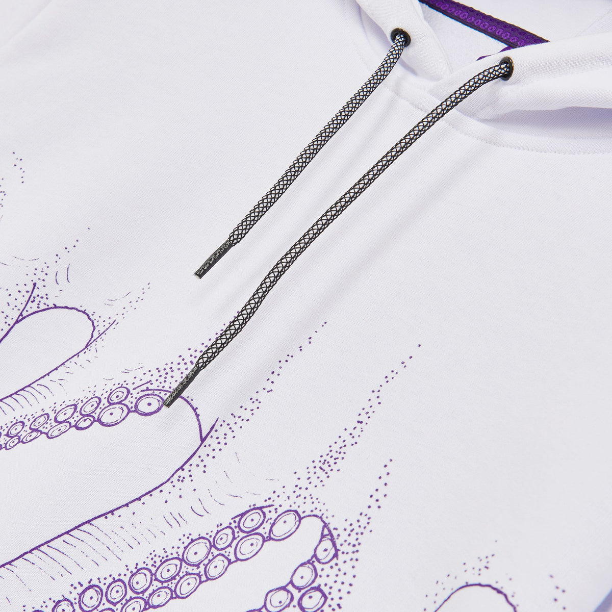 OCTOPUS OUTLINE HOODIE PURPLE WHITE