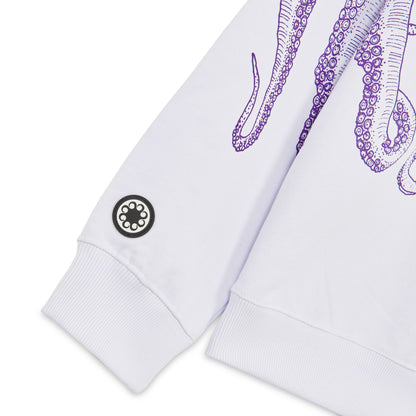 OCTOPUS OUTLINE HOODIE PURPLE WHITE