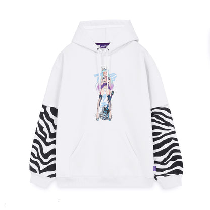 ZEBRA IDOL OVER HOODIE BY DE LONGIS WHITE
