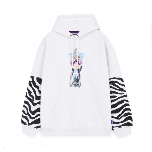 ZEBRA IDOL OVER HOODIE BY DE LONGIS WHITE