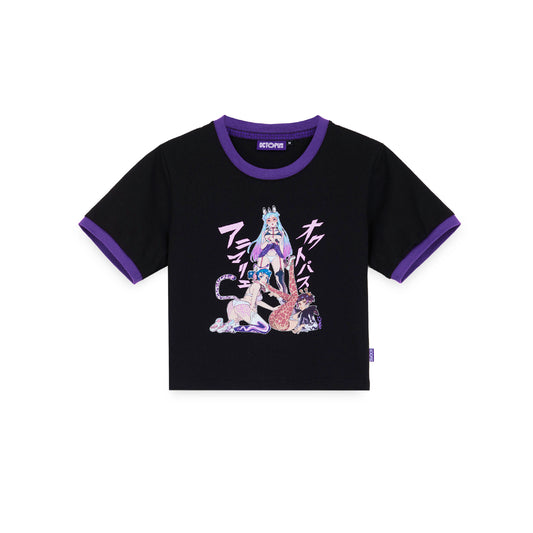 BAND IDOL CROP TEE BY DE LONGIS BLACK