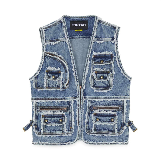 FRINGES UTILITY DENIM VEST BLUE IUTER €100.0