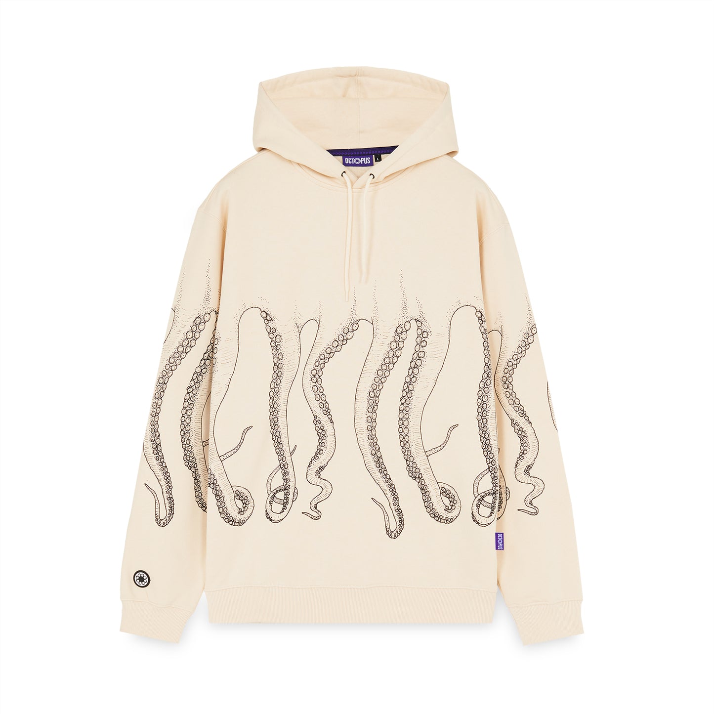 OCTOPUS OUTLINE HOODIE BLACK DUSTYWHITE