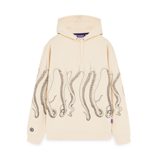 OCTOPUS OUTLINE HOODIE BLACK DUSTYWHITE