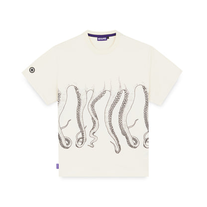 OCTOPUS OUTLINE TEE BLACK DUSTYWHITE