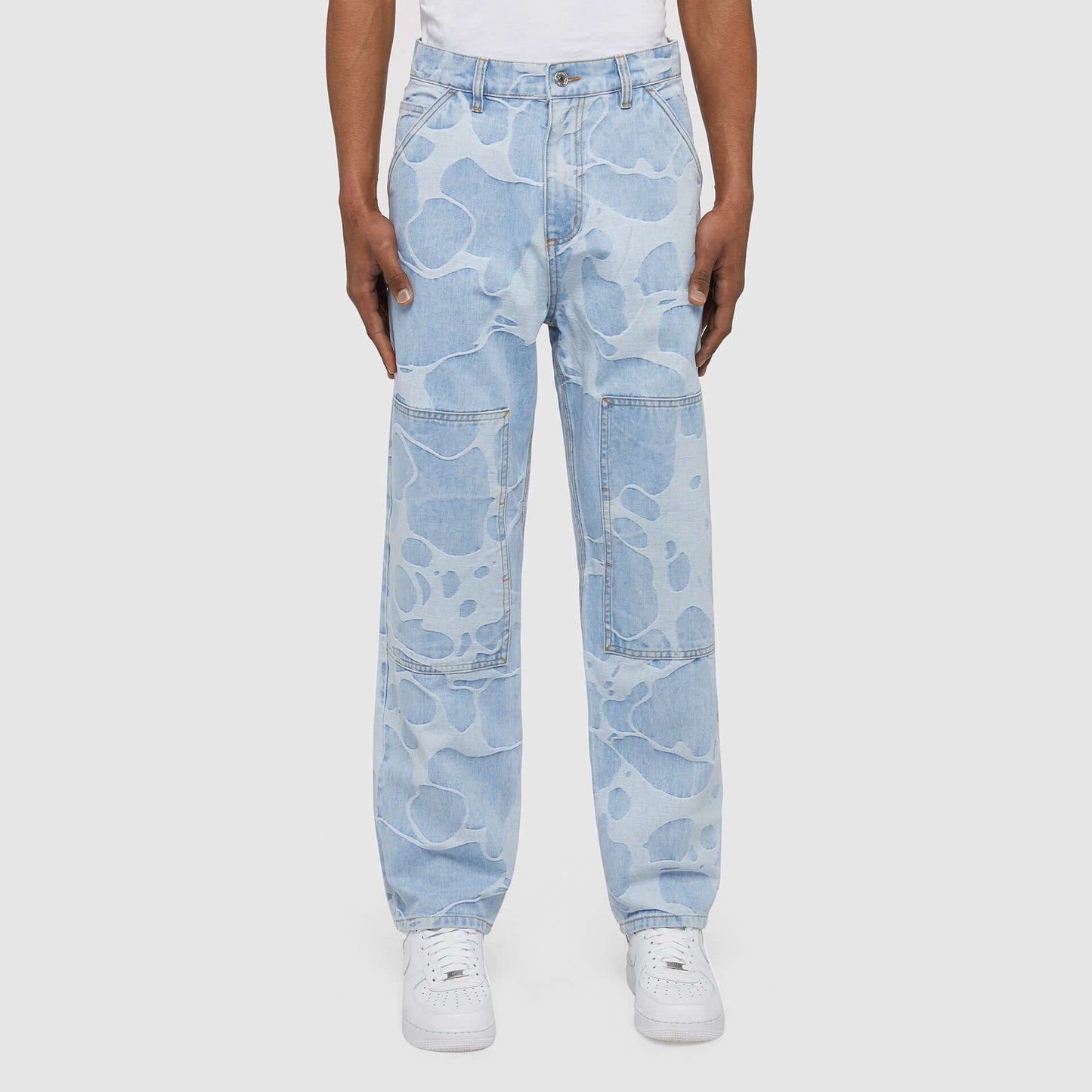 MARBLE JACQUARD KNEE PADS PANTS LIGHT BLUE IUTER €60.0