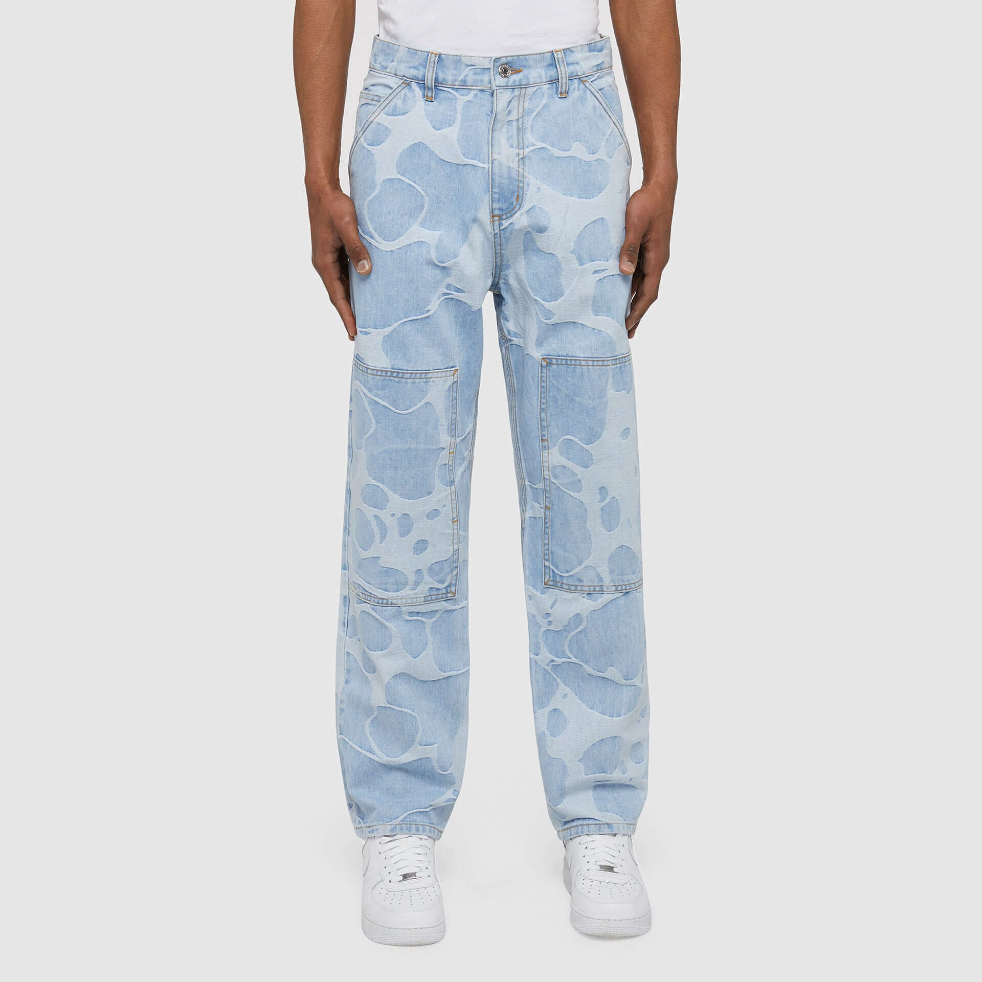 MARBLE JACQUARD KNEE PADS PANTS LIGHT BLUE IUTER €60.0