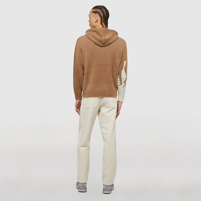 OCTOPUS SIDE KNIT HOODIE BROWN