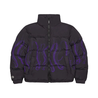 OCTOPUS OUTLINE PUFF JACKET PURPLE BLACK