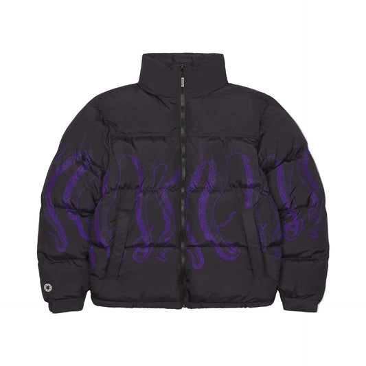OCTOPUS OUTLINE PUFF JACKET PURPLE BLACK