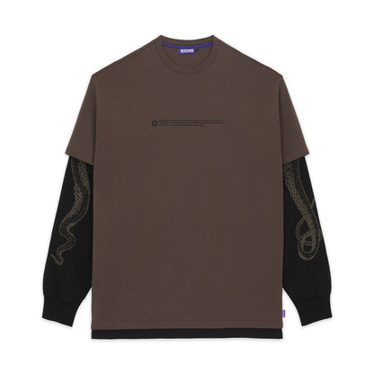 LOGO DOUBLE LS TEE BROWN