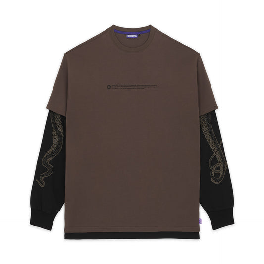 LOGO DOUBLE LS TEE BROWN