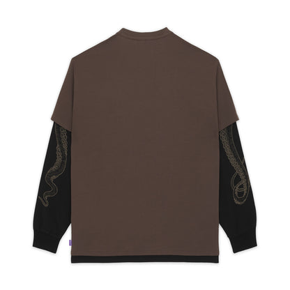 LOGO DOUBLE LS TEE BROWN