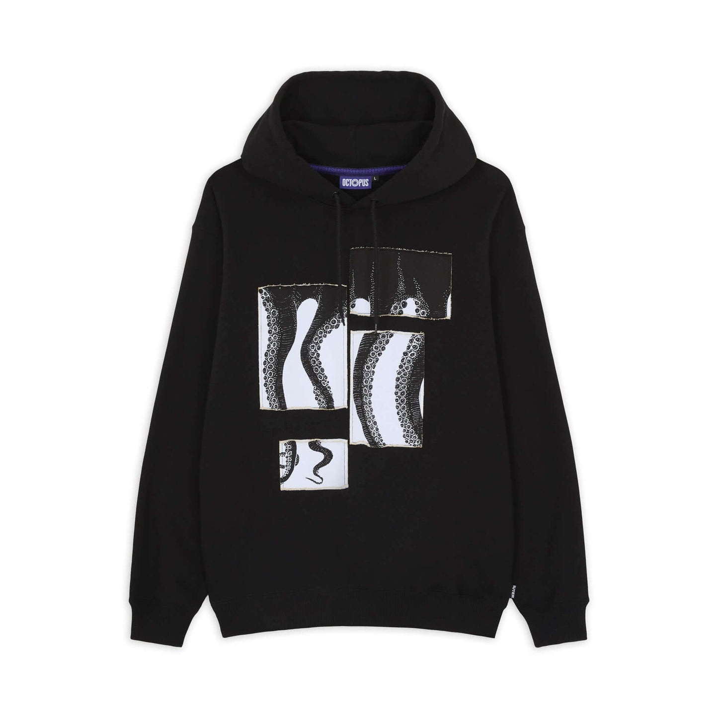 PATCHWORK HOODIE BLACK OCTOPUS €48.0