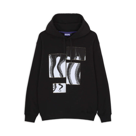 PATCHWORK HOODIE BLACK OCTOPUS €48.0