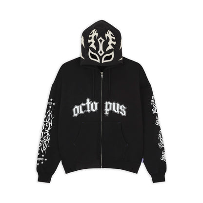 LUCHA LIBRE MASK FULL ZIP HOODIE BLACK