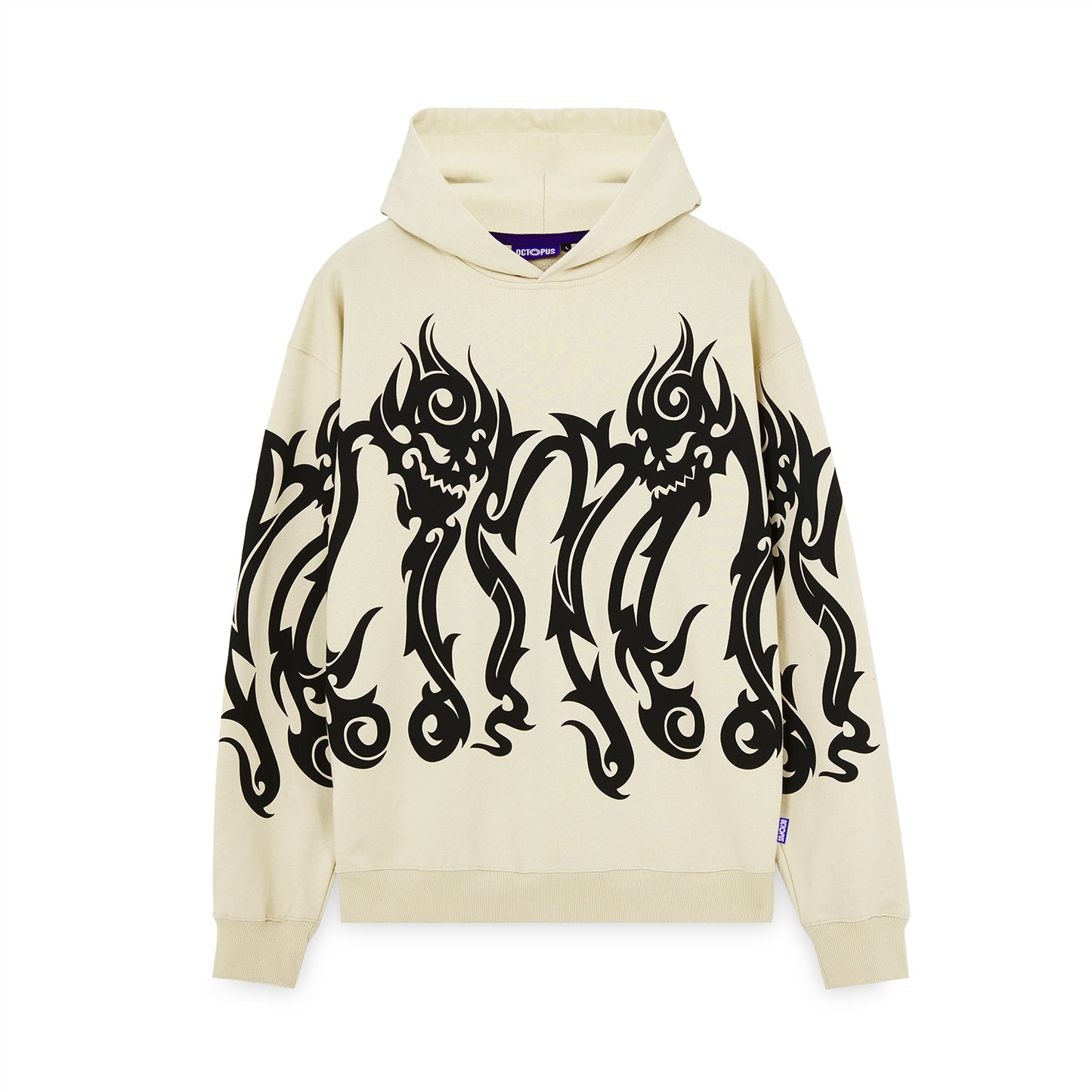 OCTOPUS TRIBAL SKULL HOODIE CREAM