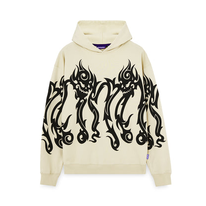 OCTOPUS TRIBAL SKULL HOODIE CREAM