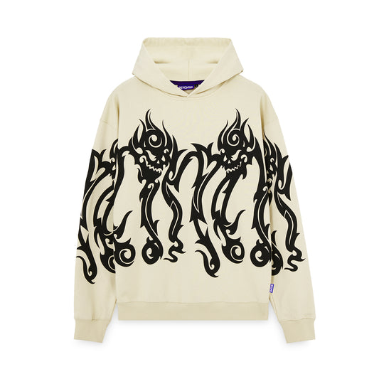 OCTOPUS TRIBAL SKULL HOODIE CREAM